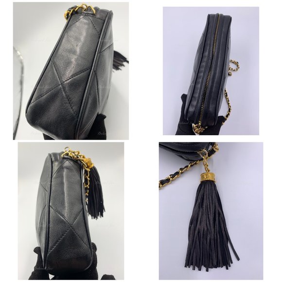 Authentic CHANEL Lambskin Black Vintage Camera Bag with Tassel - Picture 10 of 16
